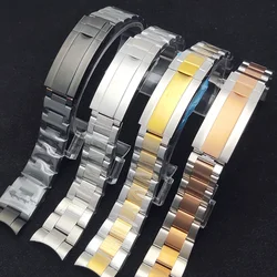 20mm Watch Strap 904L Stainless Steel Watch Strap Oyster Fits NH35 Watch Replacement Parts Slip Lock Buckle Wrist Strap