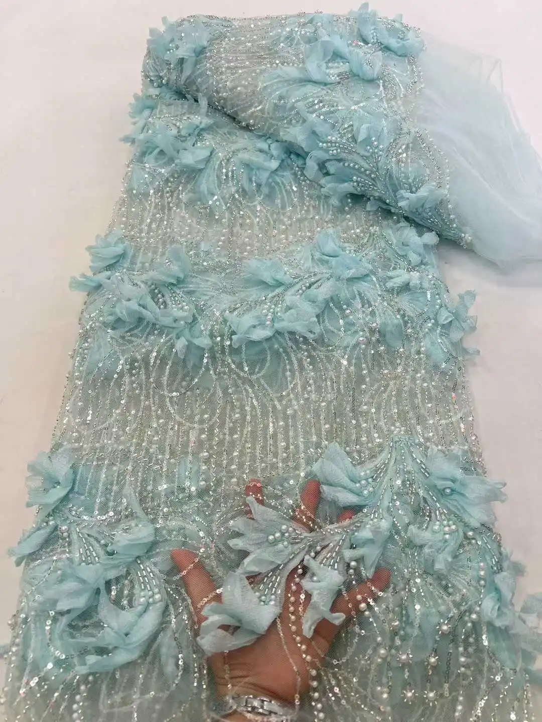 2026 Water Soluble Floral Embroidered Lace Fabric Nigerian Guipure Cord Lace for Women Wedding Bridal Evening Party Dress Sewing