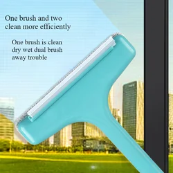 2 in 1 Window Mesh Screen Brush Window Cleaner Magic Broom Wiper Telescopic Long Handle Window Mop Squeegee Wiper Cleaning Tool