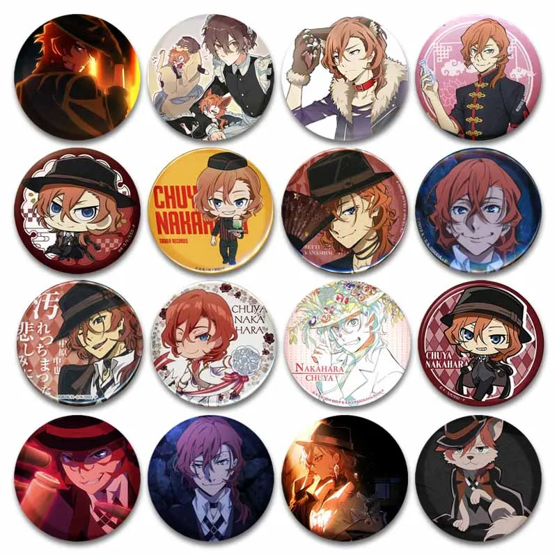 Cool Anime Character Chuuya Nakahara Enamel Pins Cartoon Cosplay Badge Tinplate Button Brooch Bag Lapel Pin Kids Friends Gifts