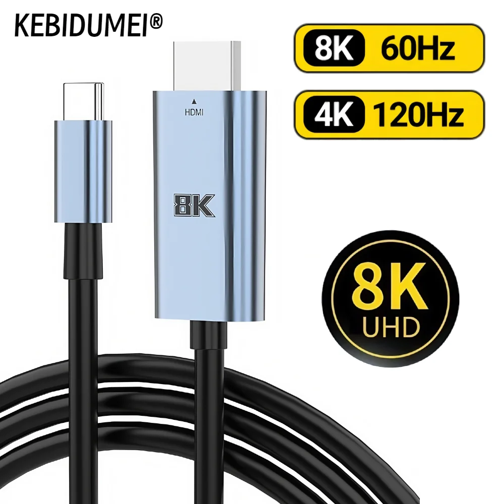 

Кабель USB C — HDMI 8K@60 Гц 4K@120 Гц Тип C — HDMI-совместимый HDTV-кабель для ТВ-конвертера MacBook Air iPad Адаптер USB-C HDMI