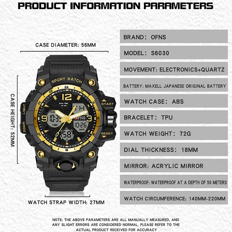 Top Brand Luxury G Style Men's Electronic Watch Outdoor Sports LED Analog Digital Chronograph Military Dual Display Waterproof - view 5