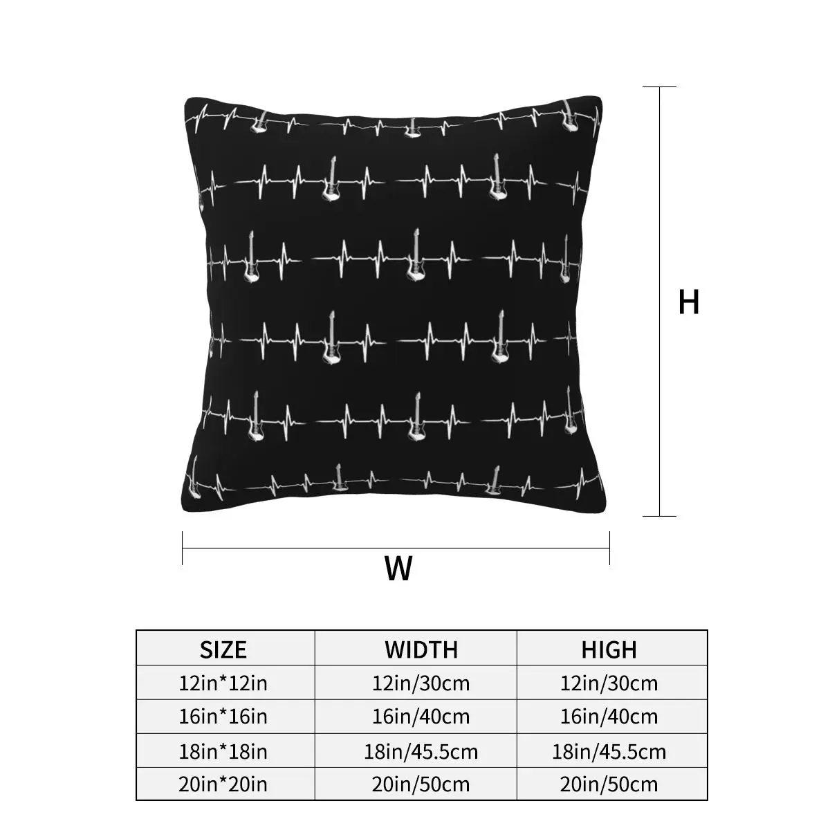 Electric Guitar Heartbeat Square Pillowcase Pillow Cover Cushion Decor Comfort Throw Pillow for Home Sofa