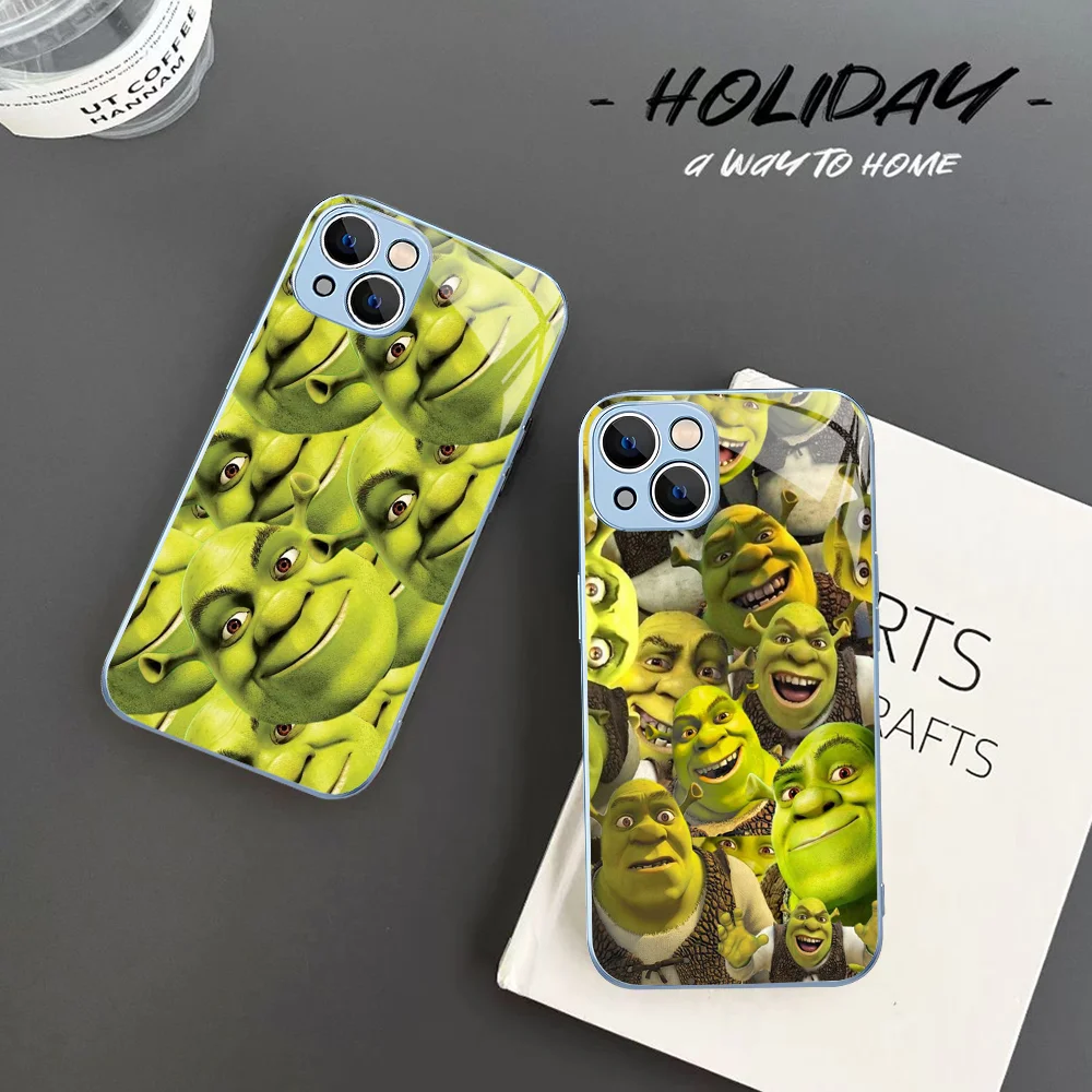 Cartoon Moive S-shreks Phone Case For IPhone 14 13 12 Mini 11 Pro XS Max X XR 14 Plus Tempered Glass Cover