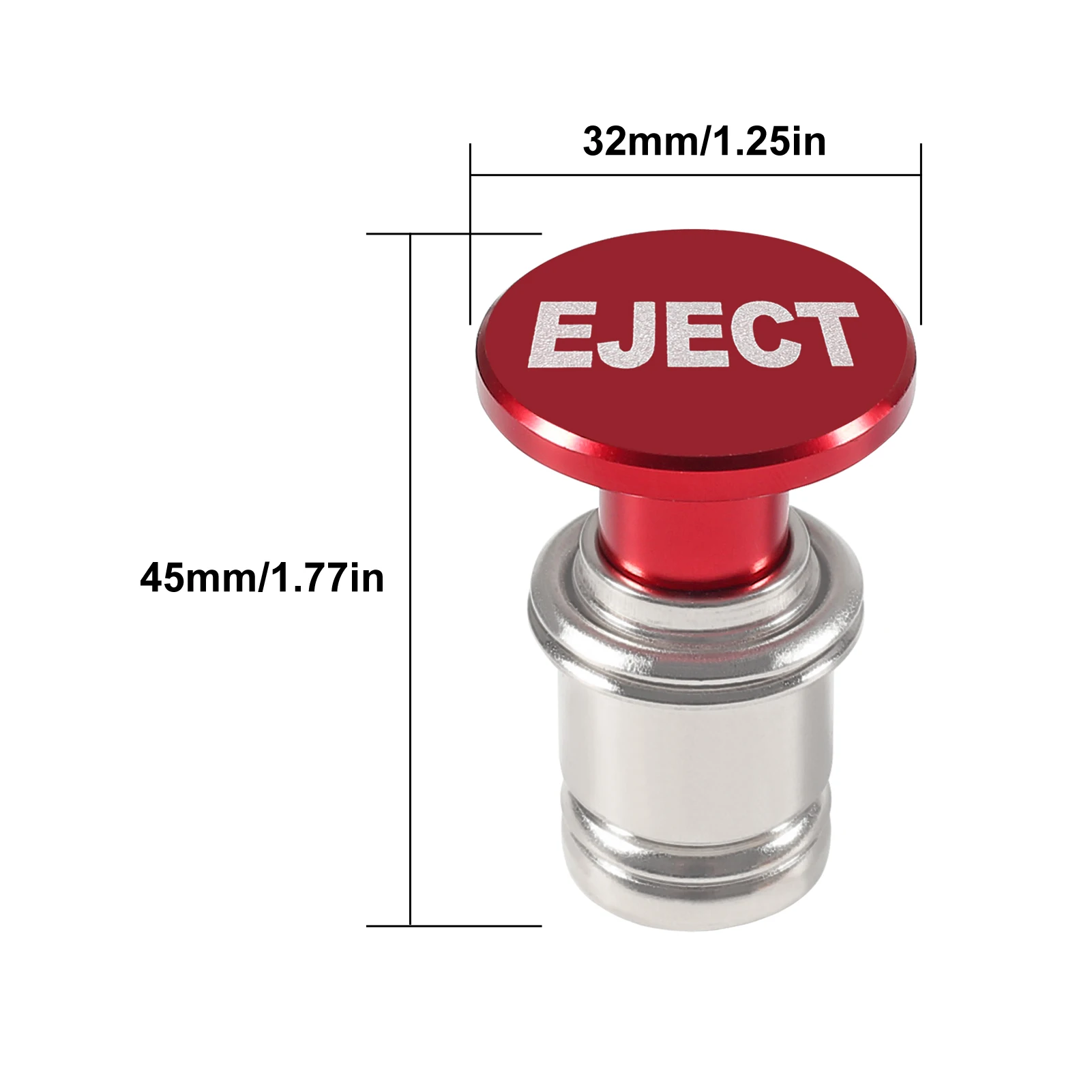 Eject and Fire Missiles Button Car Cigarette Lighter Aluminum 12V Replacement Accessory Fits Most Vehicles Socket Size A