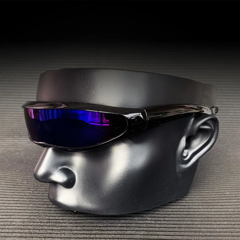 Futuristische schmale Zyklop-Visier-Sonnenbrille, Outdoor-Sport, einteilige Sonnenbrille, UV400, Persönlichkeit, verspiegelte Linse, Kostümbrille