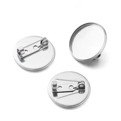 10 Uds. Broche de acero inoxidable de tamaño interior de 8-30mm estilo cabujón Base en blanco ajuste de camafeo bandeja colgante suministros de joyería DIY