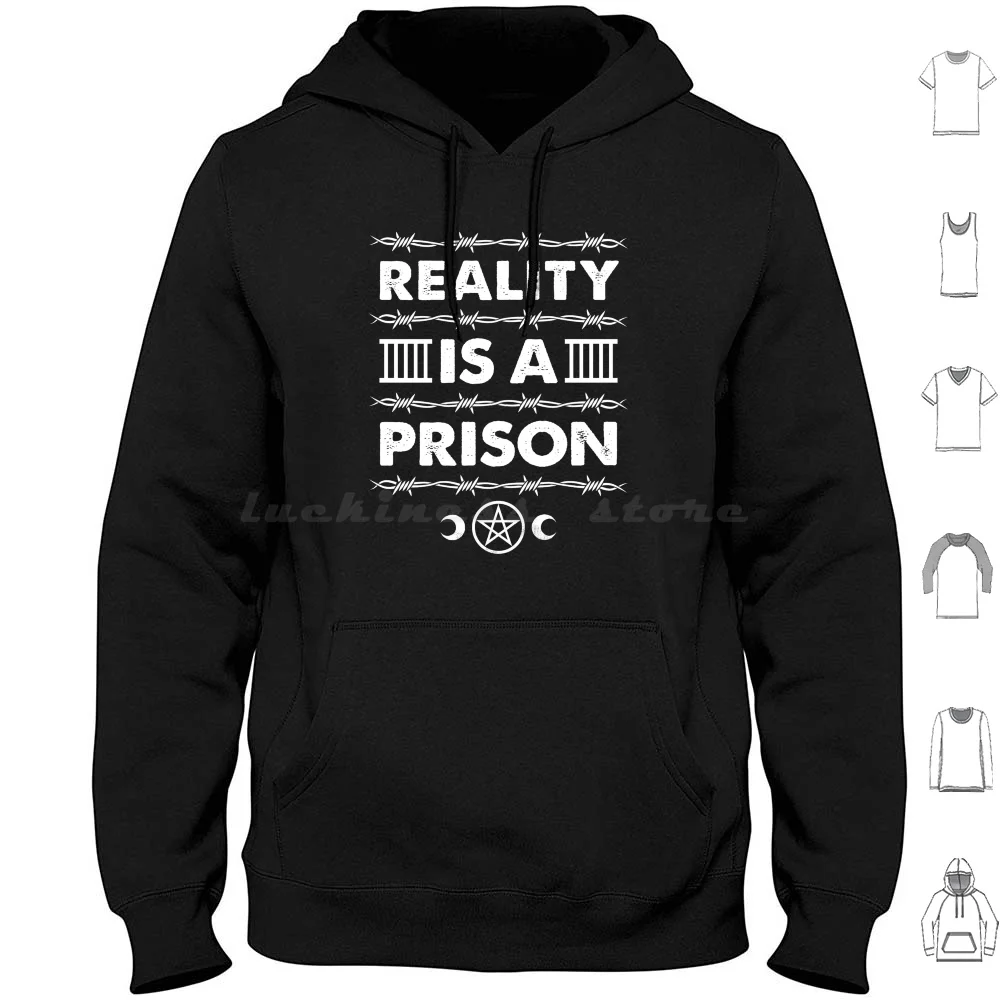 Reality Is A Prison-Goth Spiritual-Philosophy-Distressed Design Hoodie Cotton Long Sleeve Black Magic Occult Witch