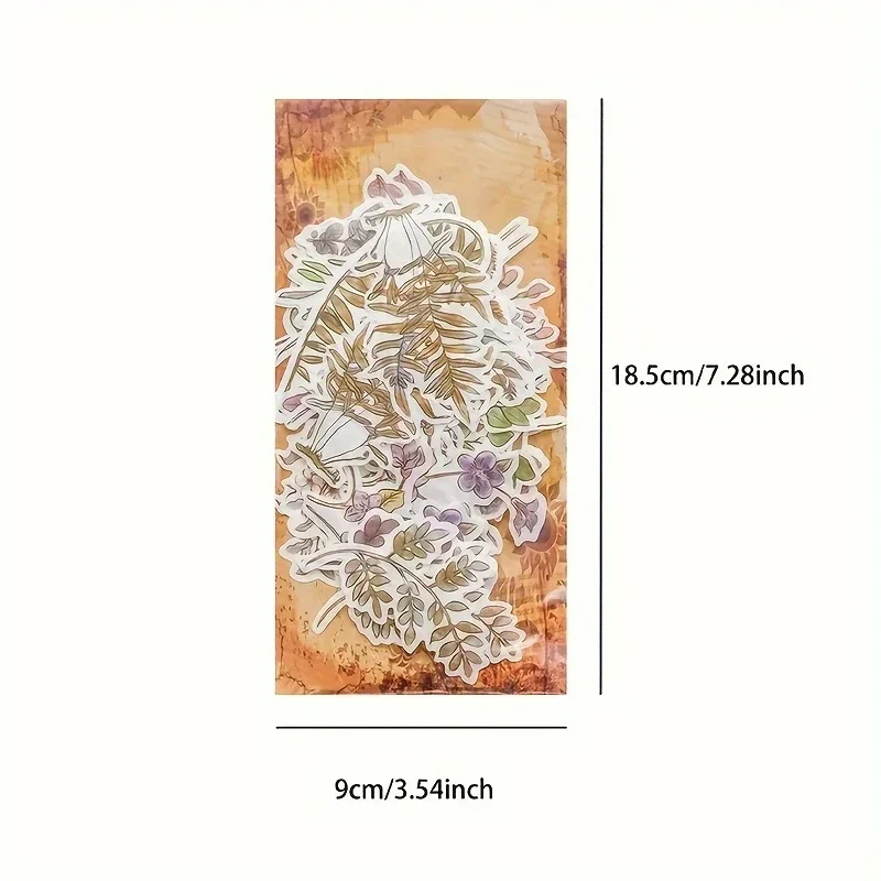 60 шт./упак. японских бумажных наклеек в стиле ретро с растениями, смешанные с цветочными и блестящими декорациями, матовая поверхность, самоклеящиеся, irre