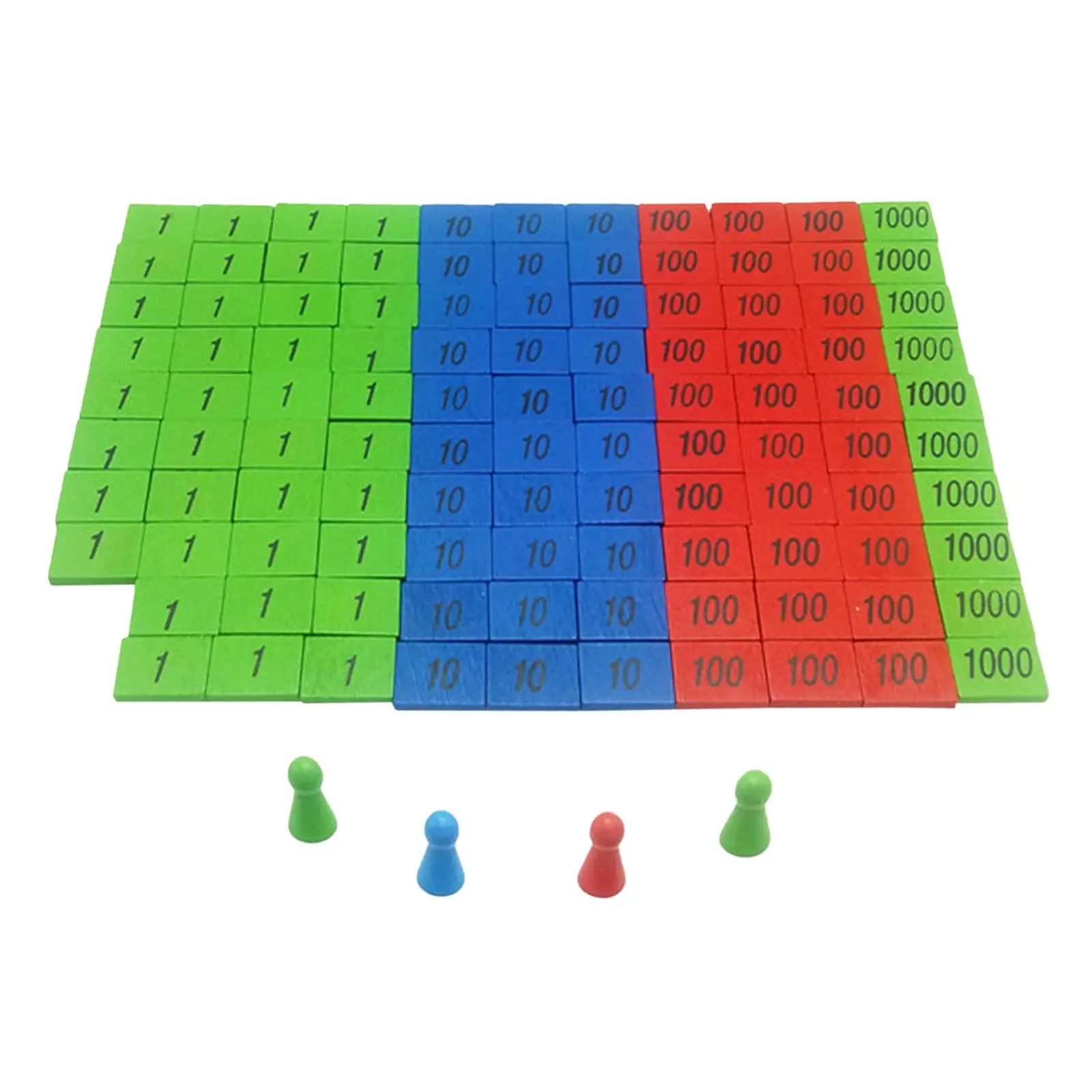 112Pcs Montessori Stamp Game Education Maths Toys Kids Teaching Aids Learning Counting Wooden with Wood Dolls 3 -6 Year Olds