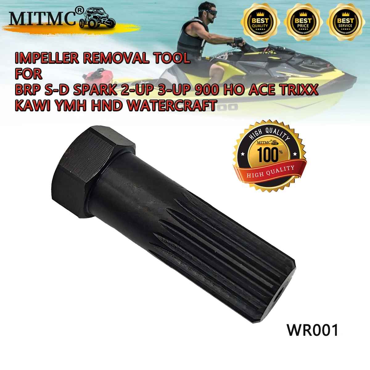 

MITMC 18-Tooth Impeller Removal Tool WR001 For BRP S-D Spark 2-Up 3-Up 900 HO Ace Trixx 2004-2022 Kawi YMH HND watercraft