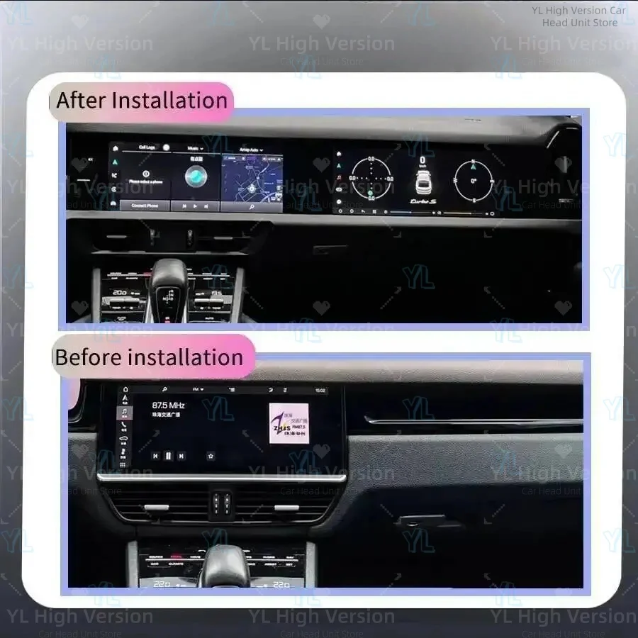 CY Dual screen Android Auto Carplay For Porsche Cayenne 2018-2024 GPS Navi 12.3+12.3Inch 4G BT5.0 Interactive Touch Screen Radio