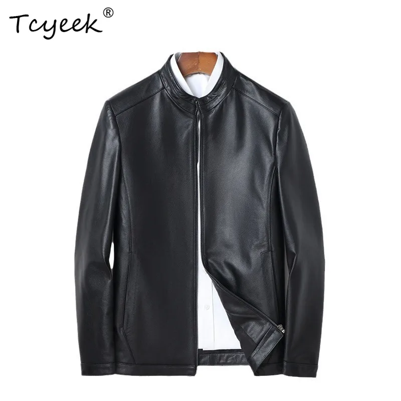 

Tcyeek мужские куртки из натуральной кожи, пальто из натуральной воловьей кожи, весенне-осенняя мужская одежда, мотоциклетная куртка, новая верхняя одежда Jaqueta Couro