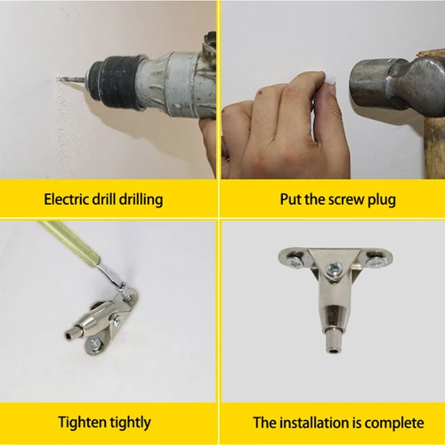 Imagen 2 del producto Kit de gancho colgante de cuerda de alambre de acero inoxidable ajustable, gancho de resorte multifuncional y código móvil de 180 °, carga de seguridad de 30kg