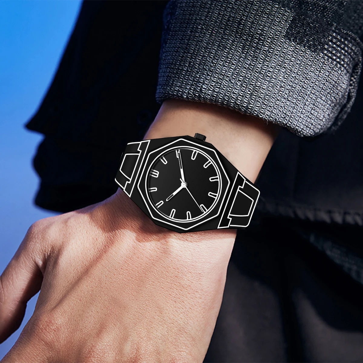 SHUAIKE 1160 Modern 3D Sketch Art Fashion Leisure Quartz Movement Watch Creative Design Lightweight Waterproof Watch