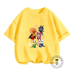 Cute Anpanman Anime T-shirts for Kids with Soft Fashionable Japanese Style Kawaii Summer Wear Cheap and Versatile Hot Sellers