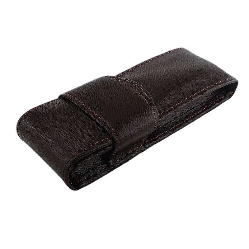 Genuine High Quality Leather Fountain Pen Case / Bag for 2 Pens - Black Pen Holder / Pouch