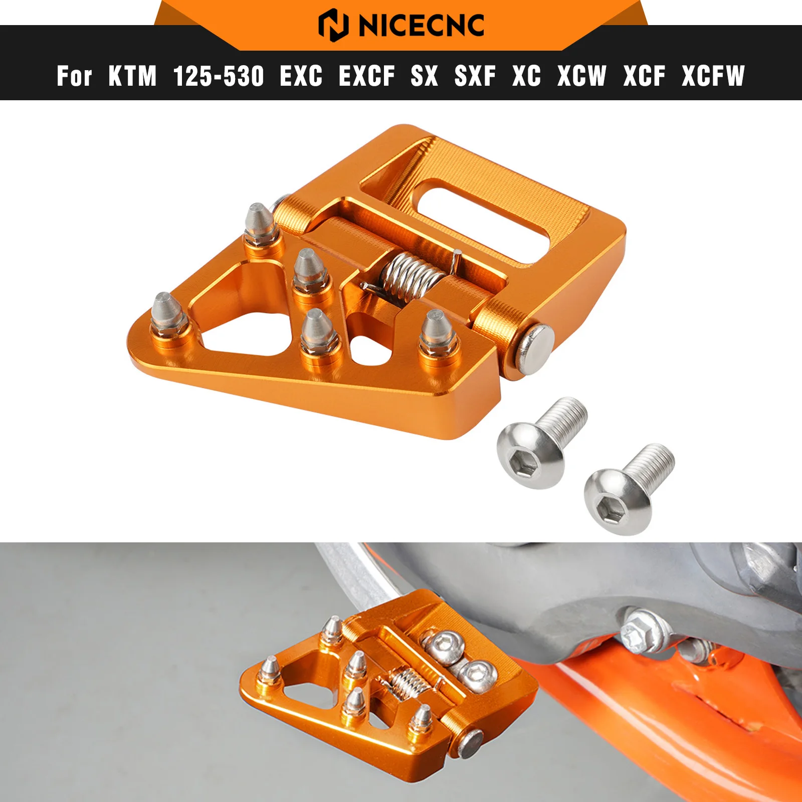 

NICECNC For KTM EXC 300 2004-2024 Folding Rear Brake Pedal Step Tip Plate For KTM EXC-F 350 SXF 450 Husqvarna TE300 GasGas EC300