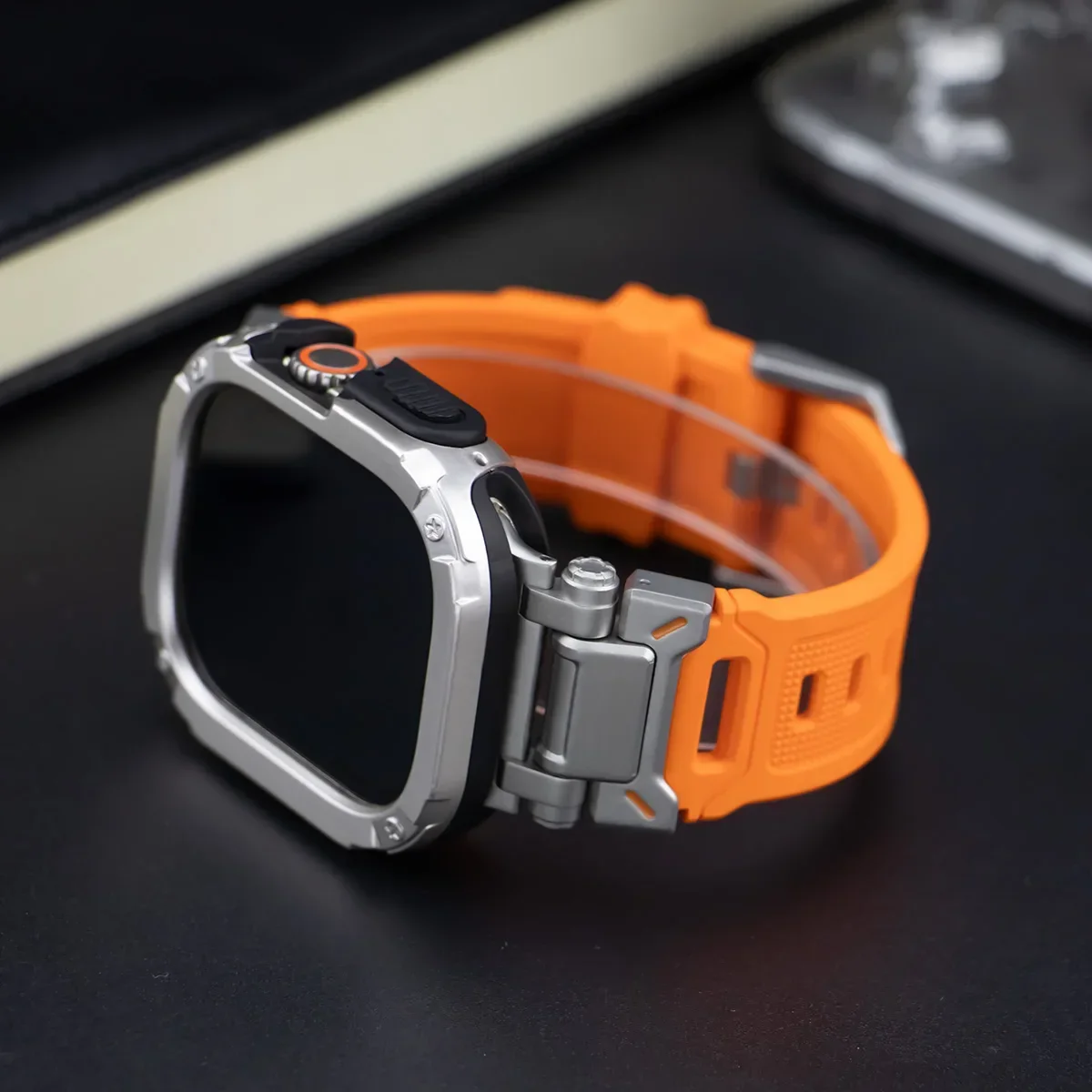 TPU Case+Strap for Apple Watch Ultra 2 1 Rubber Loop Band 49mm Silicone Men Bracelet for IWatch Series 9 8 7 45mm 6 5 4 Se 44mm