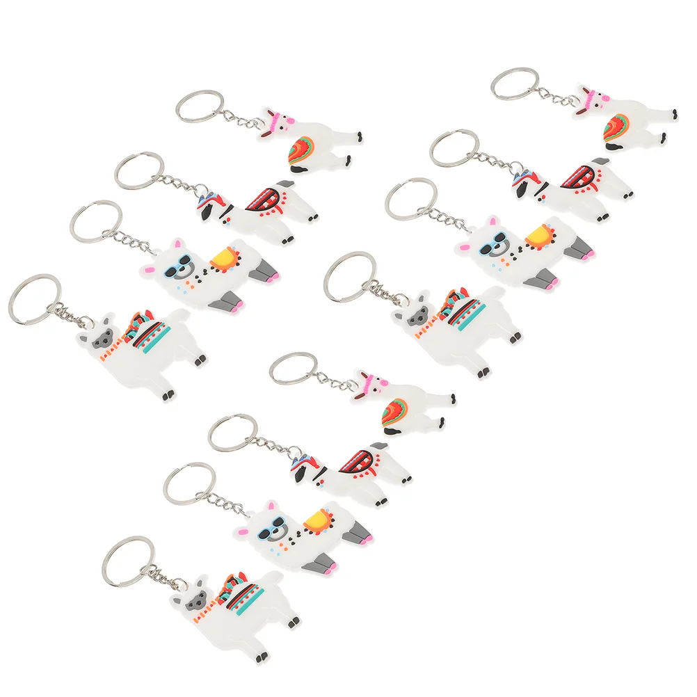 24 Pcs Alpaca Keychain Epoxy Ring Home Keyholders Bag Ornaments Car PVC Accessories for Women Zipper Hanging Drops School