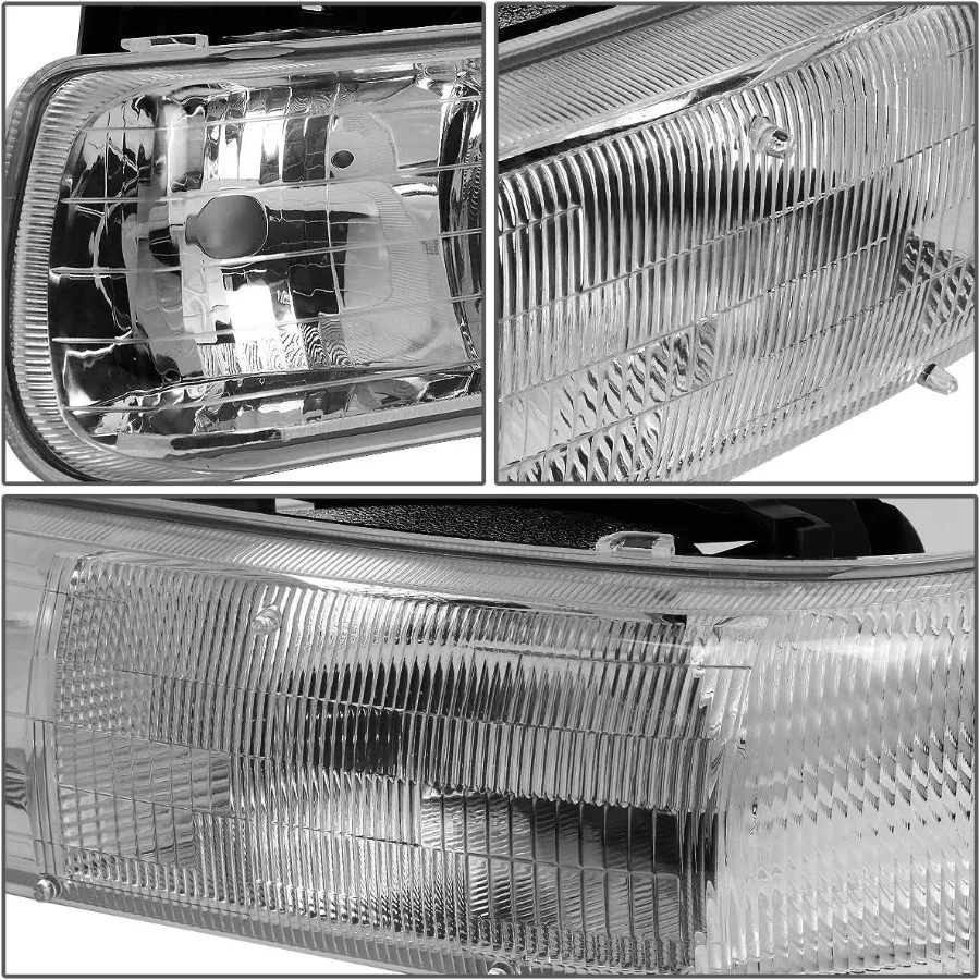 المصابيح الأمامية الكهرمانية السوداء لـ 9902 Silverado 0006 Suburban Tahoe مع أضواء المصد السفلي تناسب شواية OE الرؤية المحسنة والمو