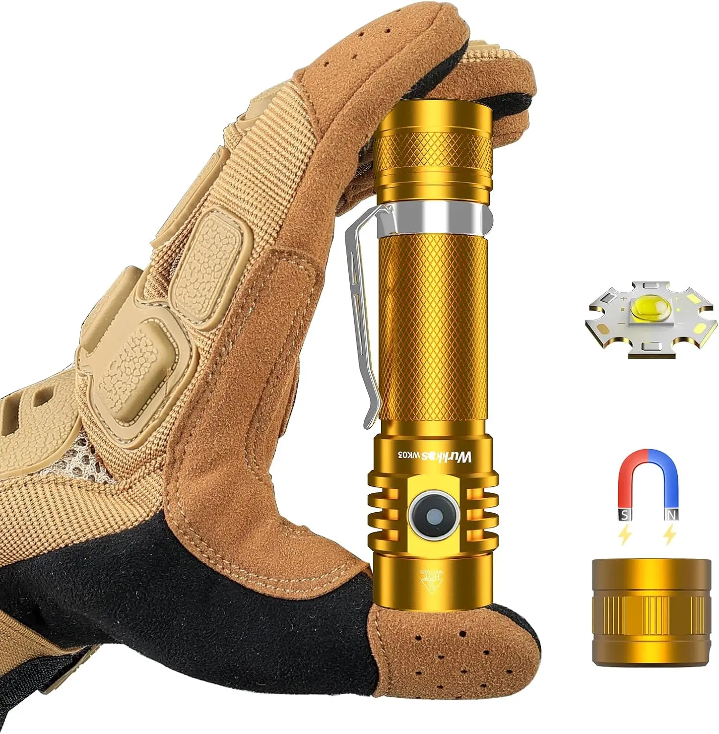 

WK03 Rechargeable Flashlight 1200 Lumens, 6 Modes, IP68 Waterproof, Compact LED for Emergency, Camping, Home