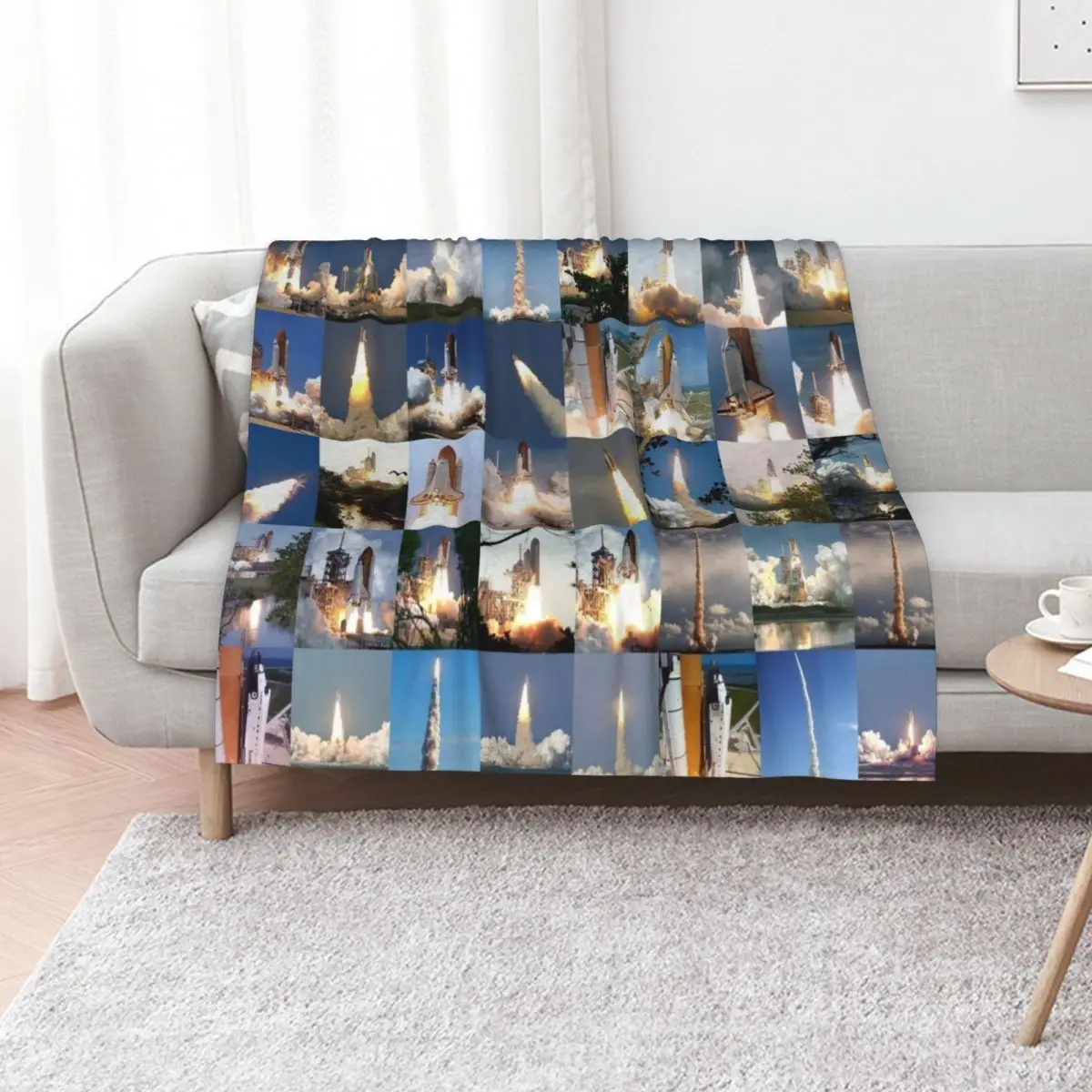 Space Shuttle Launches Throw Blanket Vintage Single Polar Hairy Winter beds Cute Plaid Blankets