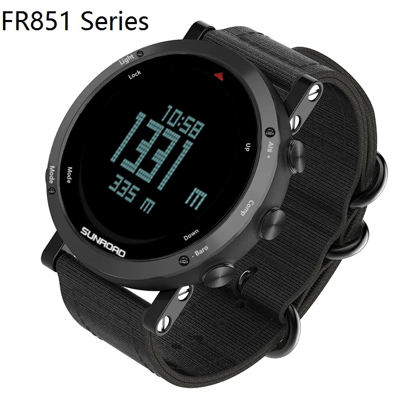 SUNROAD-reloj deportivo Digital para hombre, barómetro, altímetro, brújula, podómetro, calorías, resistente al agua hasta 3ATM, serie FR851, Rusia