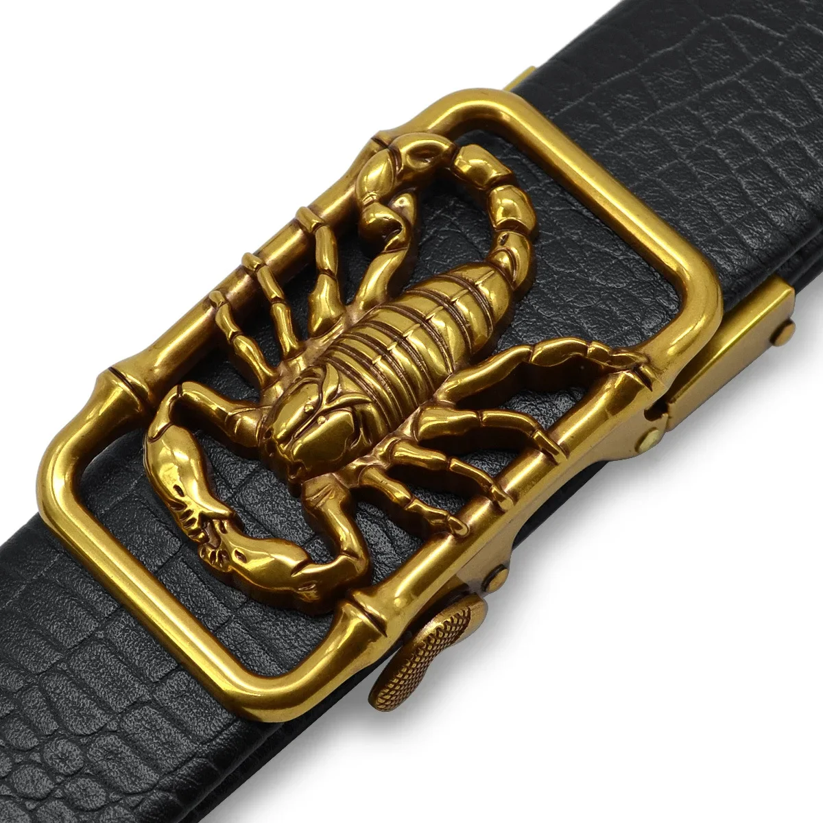 Metal Scorpion Shape 3D Buckle Belts Men Leather Luxury Brand  Automatic Buckle Punk Belt Male Quality Designer Belt Animal 2023