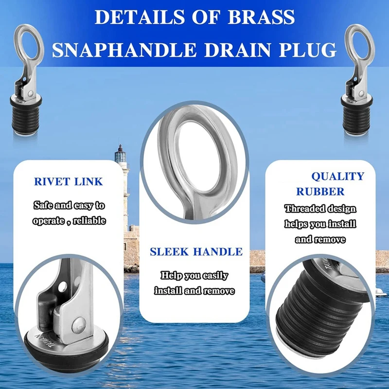 2Pcs Boat Plugs Snap Handle Drain Plug For 1 Inch Diameter Marine Boat Drain Twist Plug Marine Boat Rubber Plug