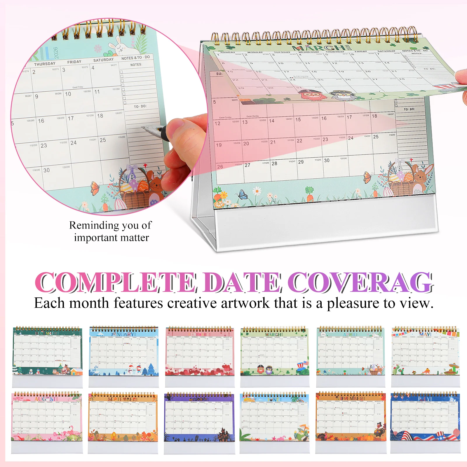 2026 Mini Desk Calendar Compact Thick Paper Flip Design For Daily Schedule Planning Memo Writing Desktop Decoration Small