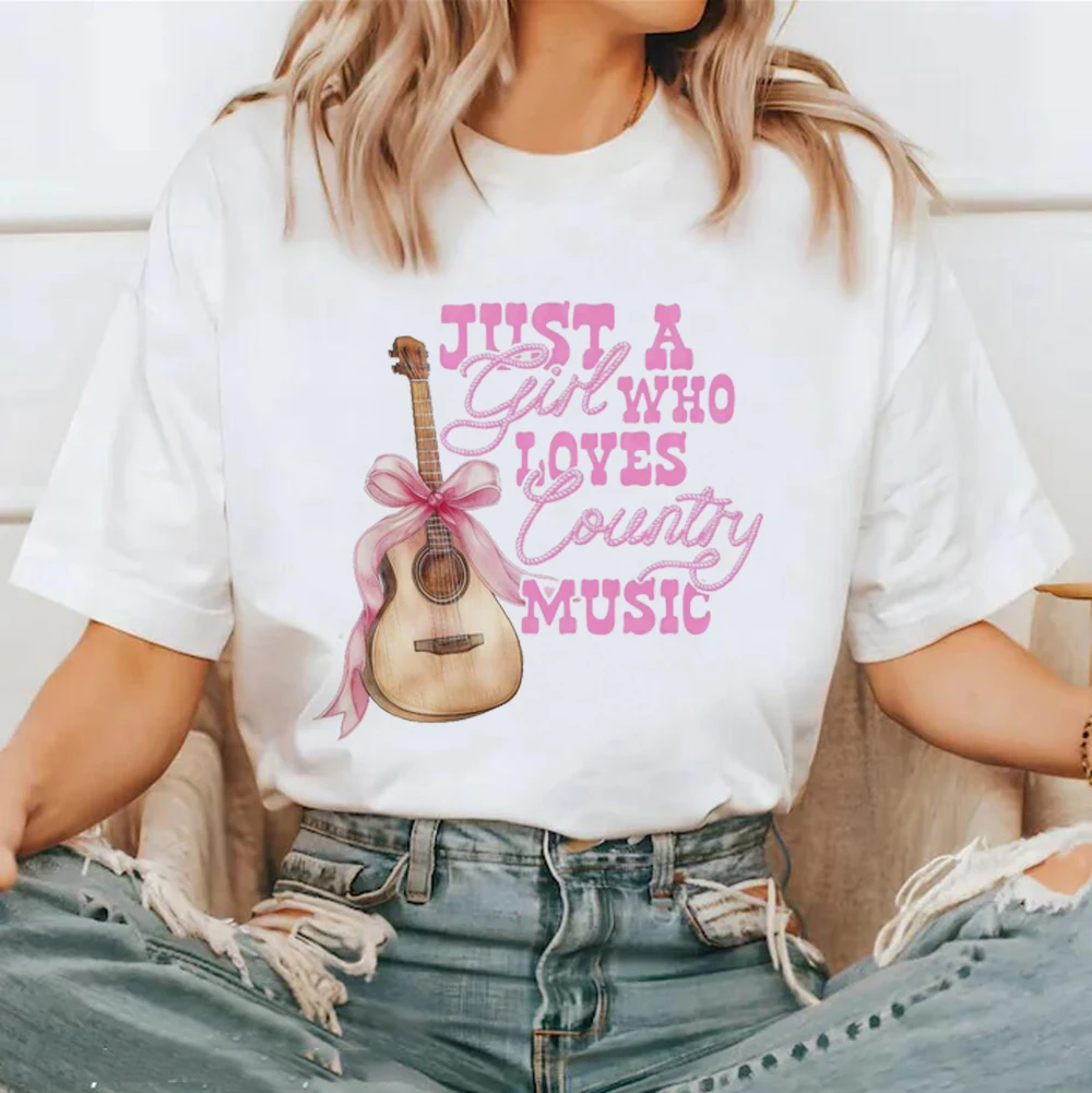 

Country Music Printed Short Sleeved Sweet Style Women's T-Shirt Printed Women's 90s O-Neck Short Sleeved Women's Cute T-Shirt.