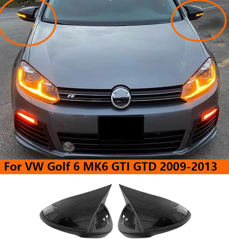 

2PCS glossy black For VW Golf 6 MK6 GTI GTD 2009-2013 Car Side Rear View Mirror Covers Caps