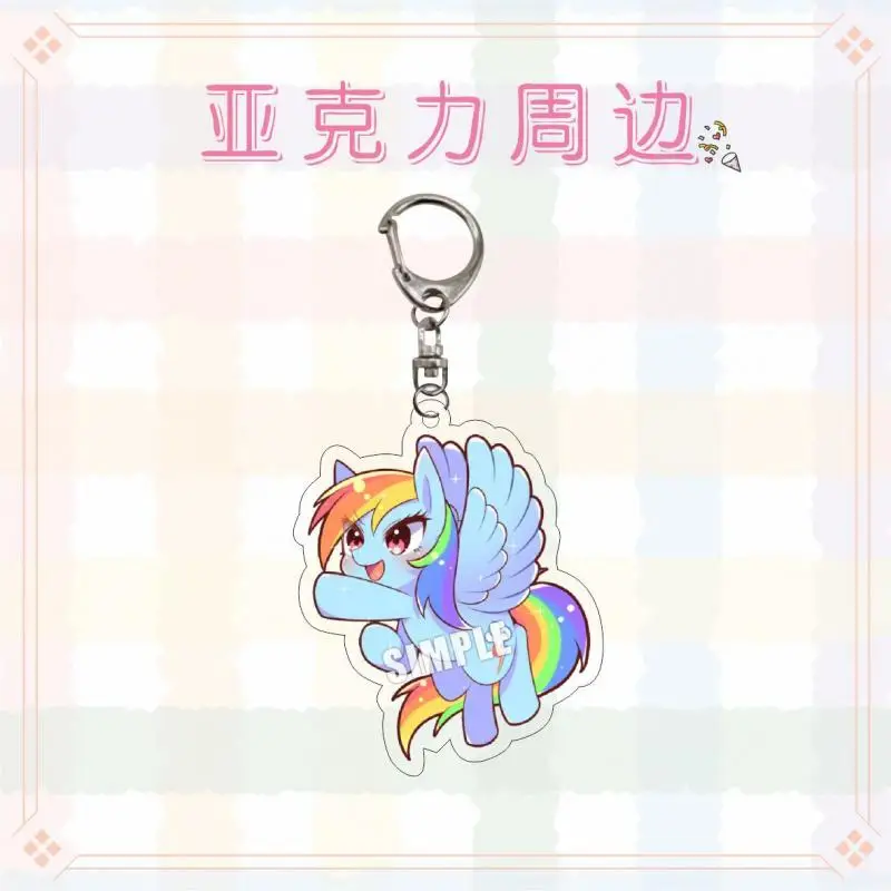 Kawaii My Little Pony Anime Rainbow Dash Twilight Sparkle Acrylic Keychain Cute Cartoon Applejack Fluttershy Bag Pendant