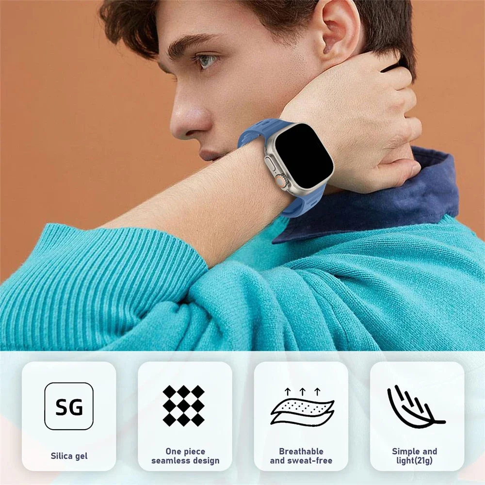 Silicone Strap For Apple Watch Ultra Band 49mm 44mm 45mm 42mm 41mm 42mm 46mm Sport Watchband iwatch 8 7 6 5 4 9 SE 10 bracelets
