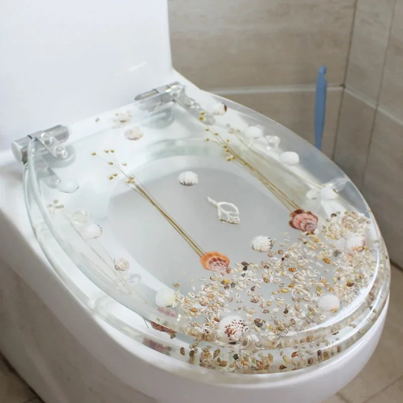 47x38CM Slow Close Thickened Resin Toilet Seat Cover Stainless Steel Hinges Universal U/V/O