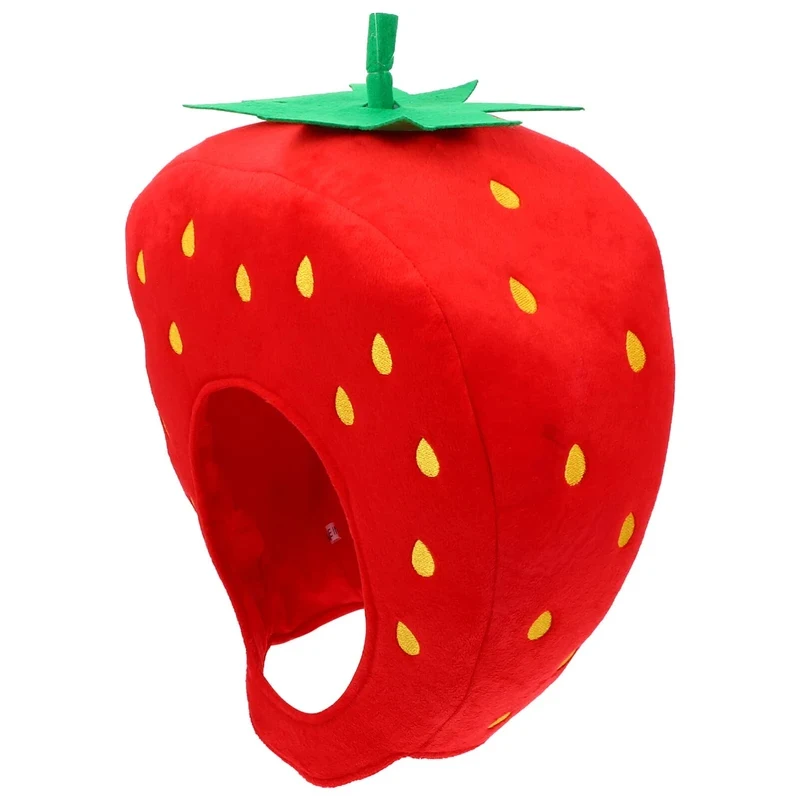Unisex Frucht-Kopfbedeckung für Damen, Cosplay-Haube für Erwachsene, Erdbeerhut, Karnevalskostüm-Requisite – Detail 2