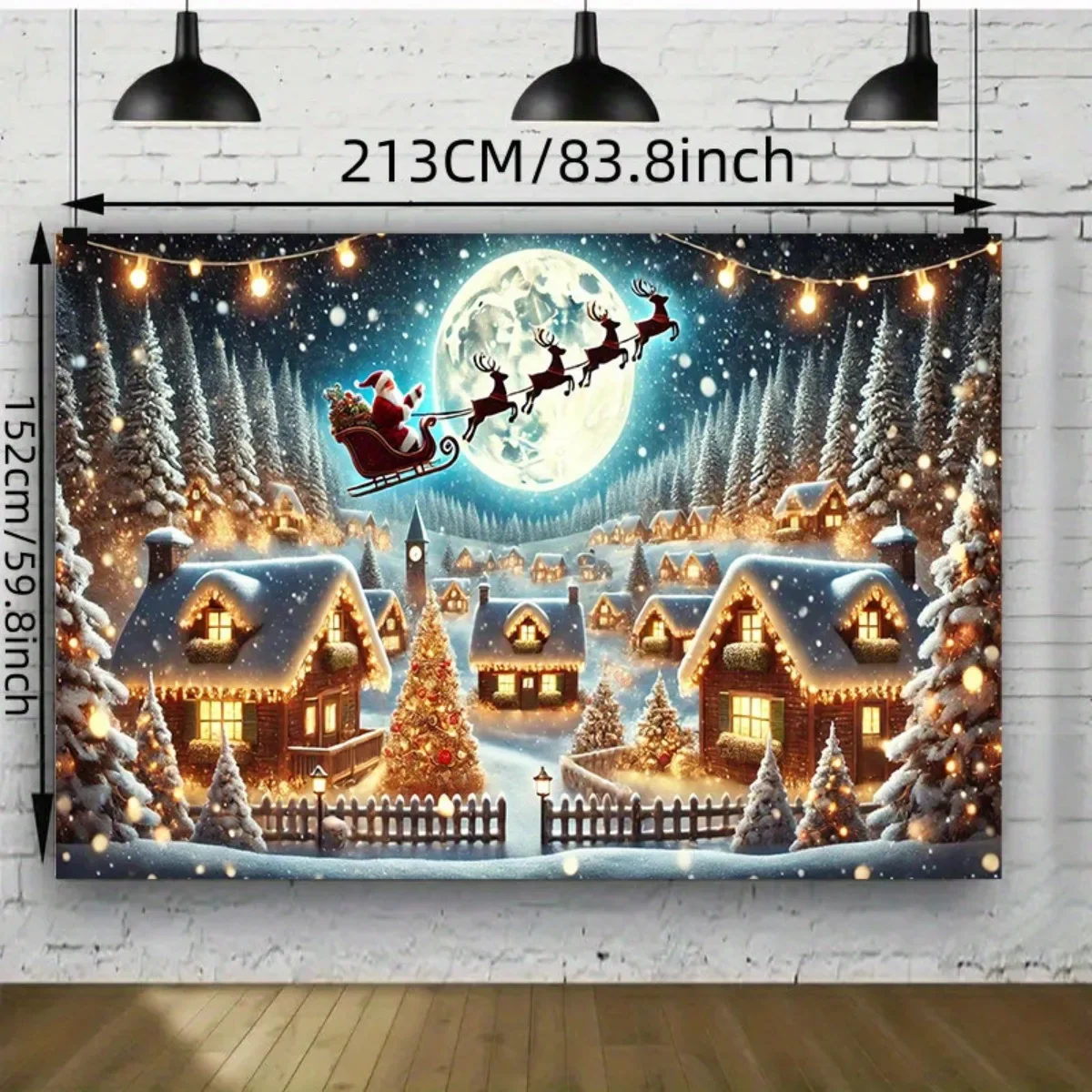 Santa Claus' night flight over the sky. A backdrop for Christmas celebrations, perfect for holiday gatherings and dinners.ZL