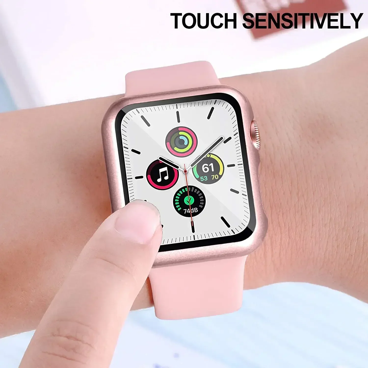 Glass+Case+Strap For Apple Watch band 44mm 45mm 42mm 41mm 40mm 38mm Silicone watchband bracelet iWatch series 8 9 7 6 5 4 3 SE