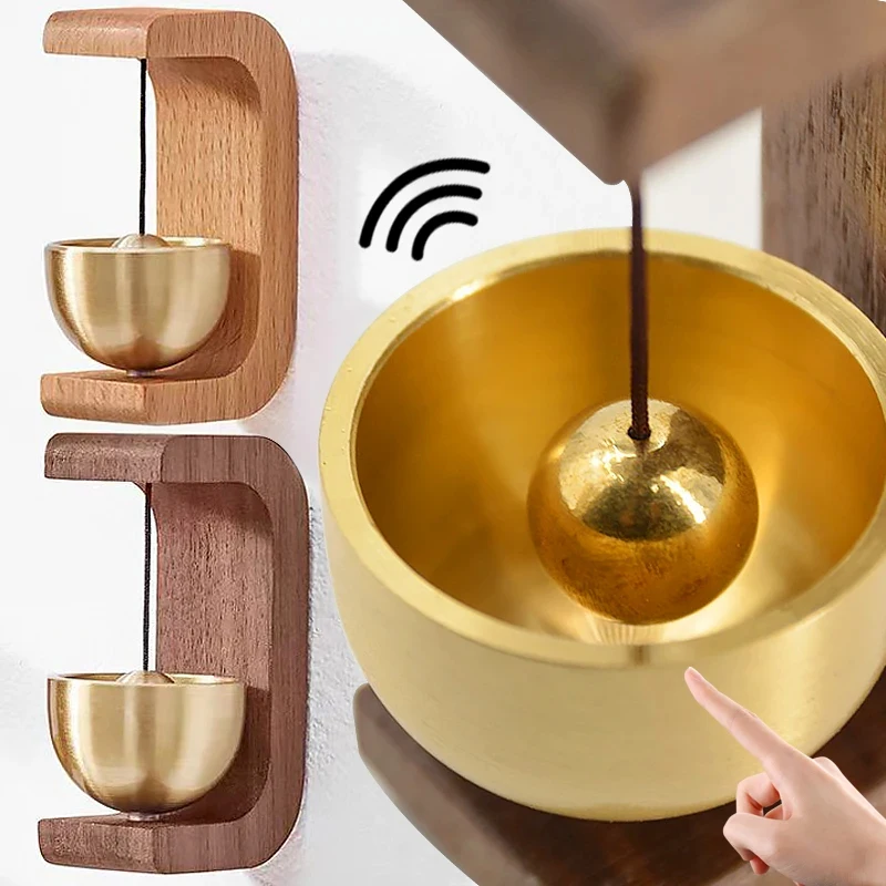 Doorbell Aesthetic Solid Wooden Magnetic Brass Wind Chimes Wireless Doorbell Entrance Door Bell Pendant Home Decor Minimalism