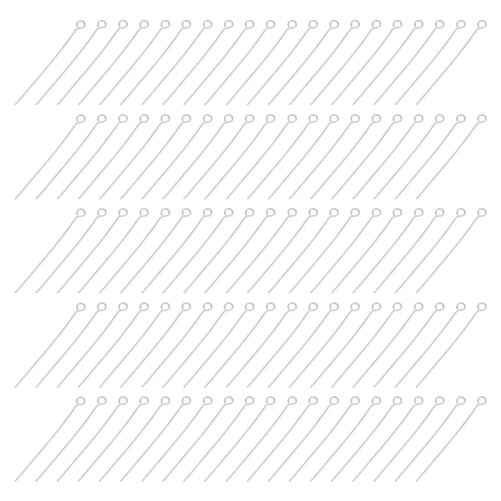 300Pcs Silver Stainless Steel Eye Pins for Jewelry Making 40Mm Open Head Pins DIY Craft Beading Necklace Bracelet Earring