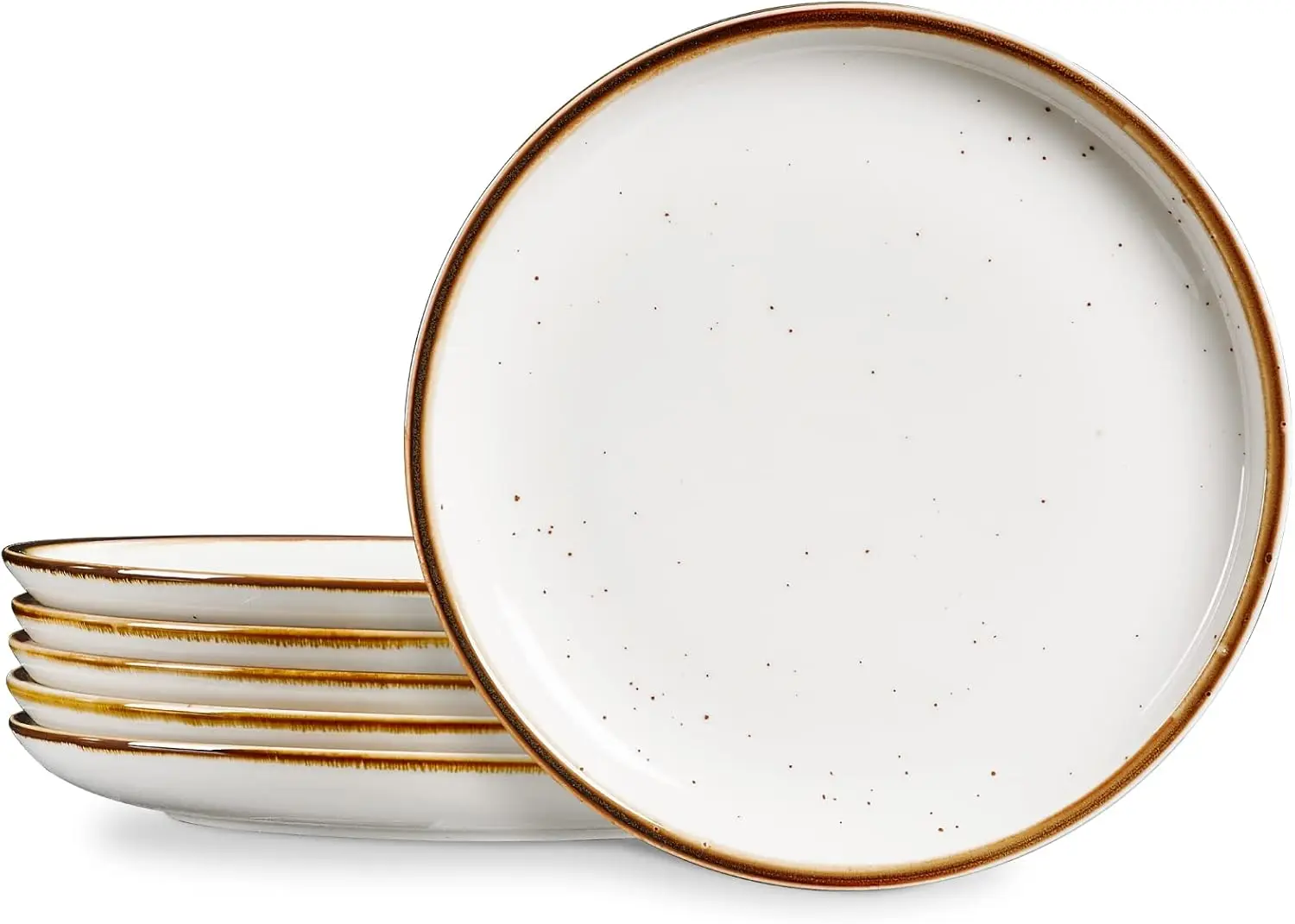 

10.5 Inch Ceramic Dinner Plate Set of 6, Microwave Dishwasher Oven Safe, Rustic Speckled Style Creamy White