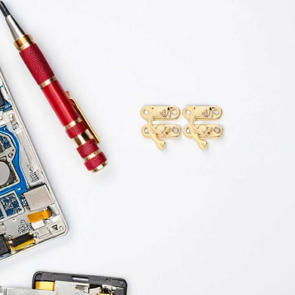 20 قطعة صندوق صغير ريترو المزالج خمر خزانة الزخرفية السنانير DIY بها بنفسك صناديق المجوهرات الخشبية قفل المشبك قفل غلق بمشبك