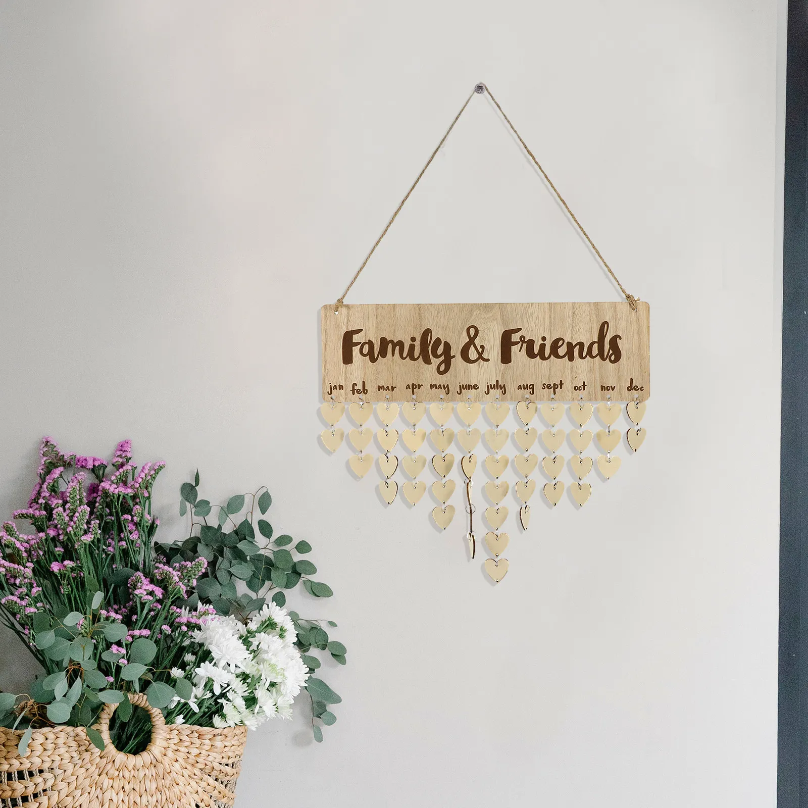 

Wood Birthday Countdown Wall Calendar Handmade Hanging Wooden Family Birthday Reminder Plaque Rustic Home Decor Calendar
