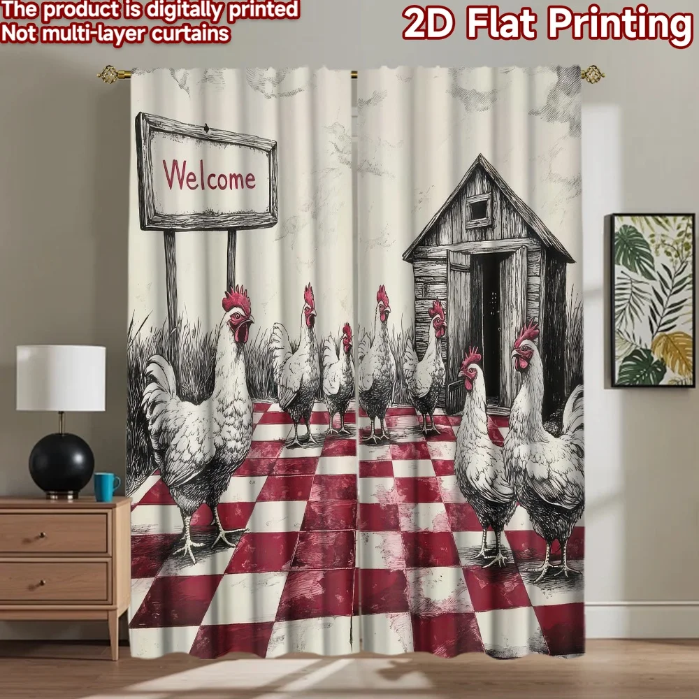 

1pc 2D flat Photography Backdrop Scene Backdrop Chickens on Checkered Floor 100% Polyester Vibrant Reunion Perfect for Suitable