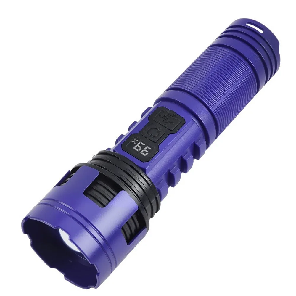 Telescopic Zooming Strong Flashlight Digital Power Display COB Flood Handheld Spotlight Adjustable Brightness Super Bright