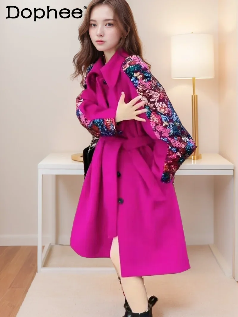 

Temperament Lady Thickened Woolen Coat 2024 Autumn Winter Fashion Versatile High-end Luxury Mid-length Coats and Jackets Women