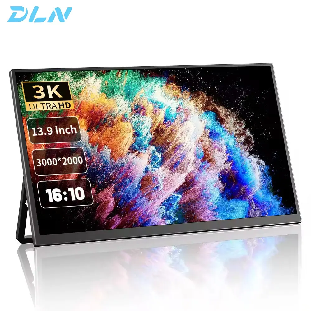 

DLN 13.9 inch 3K Portable Monitor 2000P 70.8% sRGB 60Hz Laptop Screen Extender Stand Type Monitor For Wins & Mac, Gaming