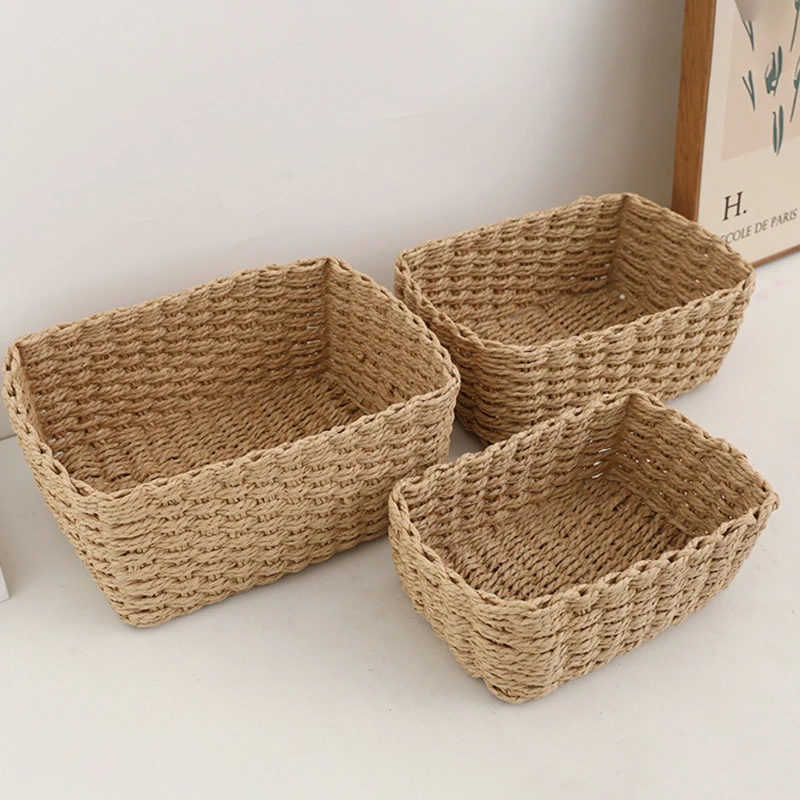 Handwoven Storage Basket — Home & Desktop Organizer for Miscellaneous Items, Cosmetics, Living Room Clothes, Toys, and Other