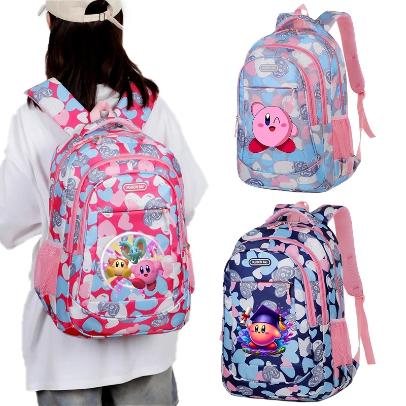 

Stars Kirbys Large Capacity Backpack Boy Girl Kawaii Anime Schoolbag Children Cartoon Waterproof Bookbag Back To School Gifts